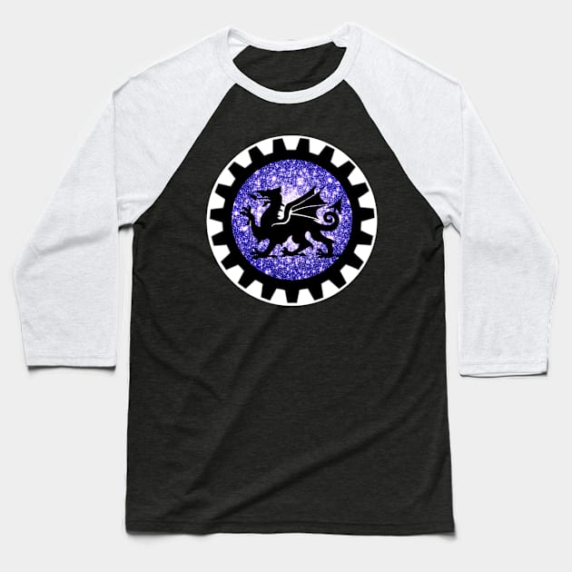 Cosmic Welsh Steampunk Dragon Baseball T-Shirt by Celtic Morrigan